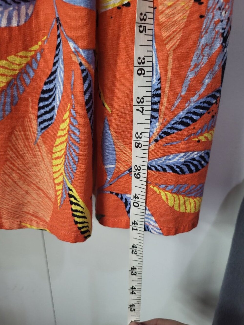 Beach Lunch Lounge XL Linen Blend Braided Strap Button Front Dress Tropical - Picture 6 of 9
